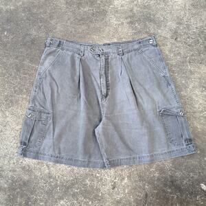 Vintage Campus Pleated Chino Shorts Mens 42 Gray Faded Denim Summer Preppy 7"